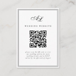 Classic Monogram Black & White Traditional Wedding Enclosure Card