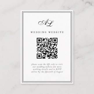 Classic Monogram Black & White Traditional Wedding Enclosure Card