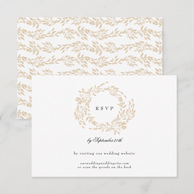 Classic Monogram Blush Crest Wedding Website RSVP Card (Front/Back)