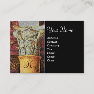 CLASSIC MONOGRAM, bright brown ,grey ,black Business Card