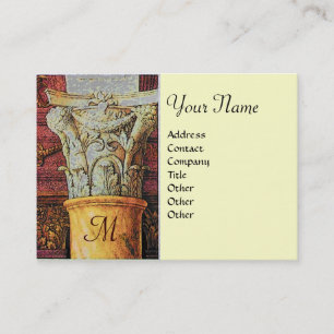CLASSIC MONOGRAM, bright brown ,grey,yellow Business Card
