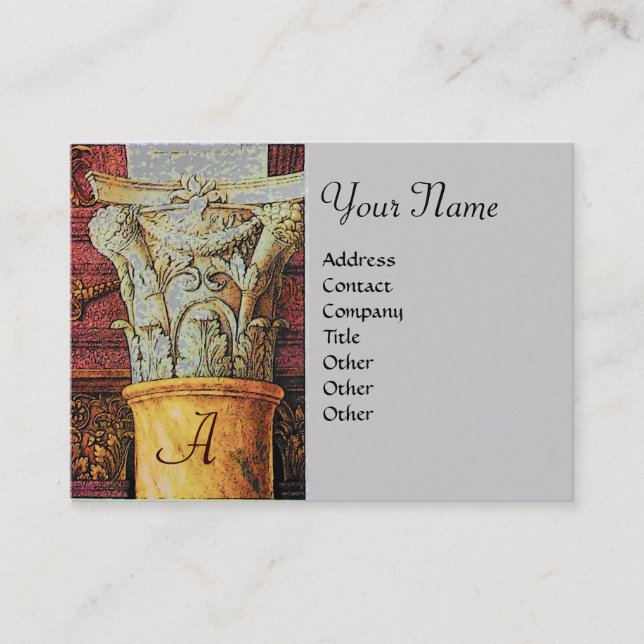 CLASSIC MONOGRAM, bright brown ,grey,yellow Business Card (Front)