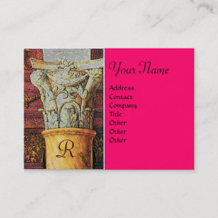 CLASSIC MONOGRAM ,bright pink,fuchsia Business Card