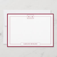 Classic Monogram Burgundy Border Stationery