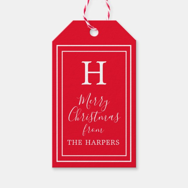 Classic Monogram Christmas Gift Tags (Front)