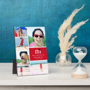 Classic Monogram Color Block 6 Photo Graduation Plaque