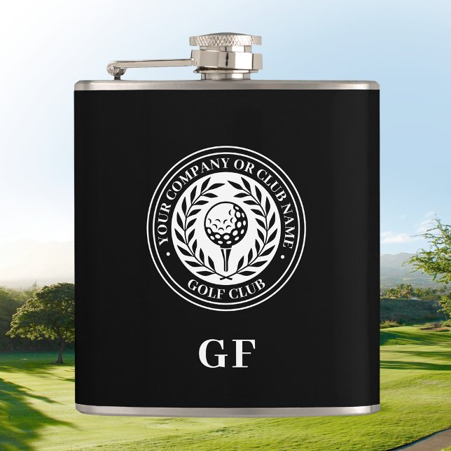 Classic Monogram Custom Name Black White Hip Flask (Creator Uploaded)