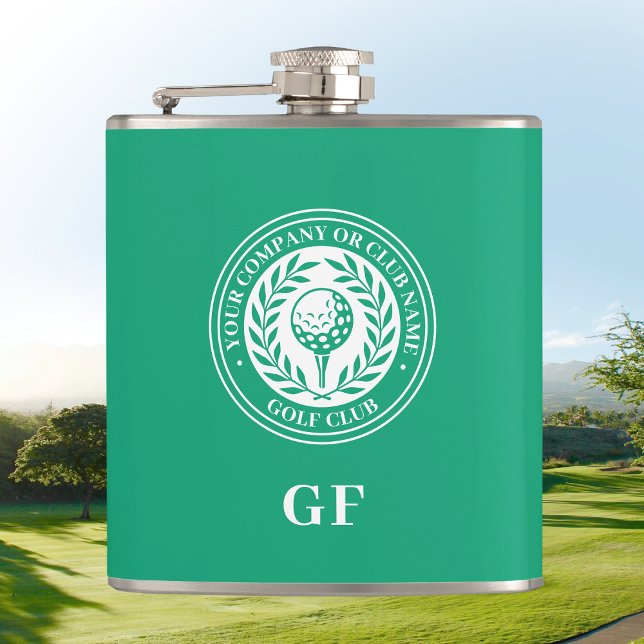 Classic Monogram Custom Name Green Hip Flask (Creator Uploaded)