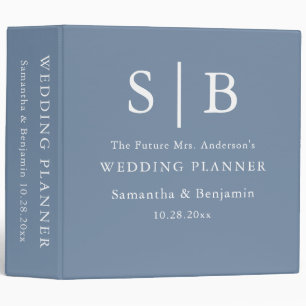 Classic Monogram Dusty Blue Wedding Planner Binder