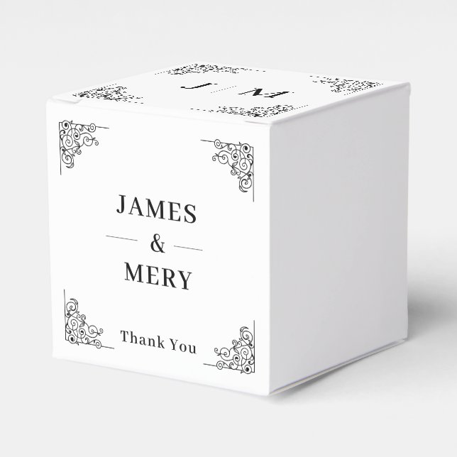 Classic Monogram Elegant Border Wedding Favor Box (Front Side)