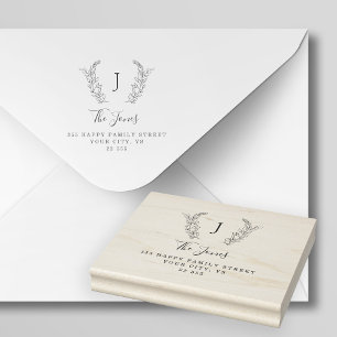 Classic monogram elegant custom family name rubber rubber stamp