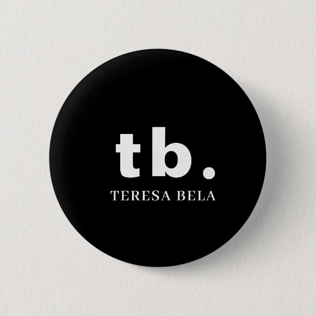 Classic Monogram | Elegant Minimal Black & White  2 Inch Round Button (Front)