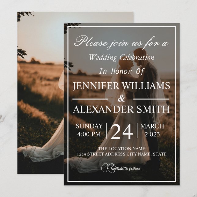  Classic Monogram Elegant Photo Wedding Invitation (Front/Back)