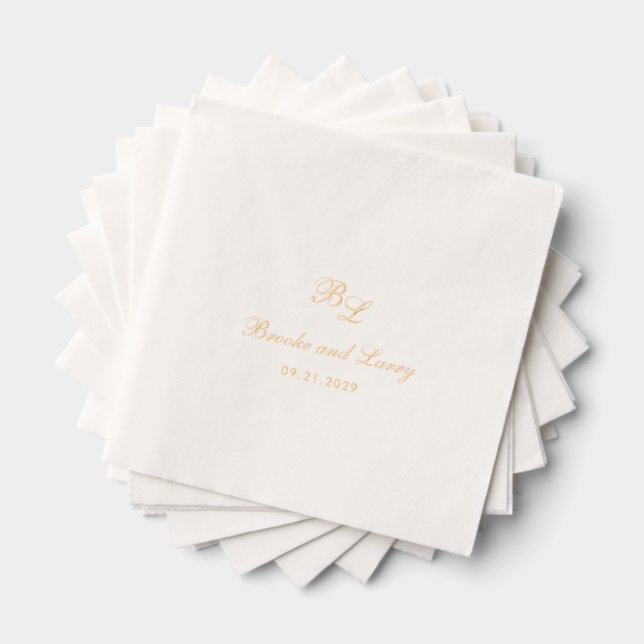 Classic Monogram Elegant Wedding Foil Napkins (Insitu (Stacked))