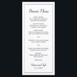 Classic Monogram Elegant Wedding Menu<br><div class="desc">Modern Wedding Menu in minimalist black and white with the header and your names in an elegant script along with your menu surrounded by a thin border. The backside has your monogram at the bottom. The fonts and border may be changed to any colour you wish by clicking the "customize"...</div>