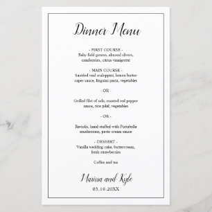 Classic Monogram Elegant Wedding Menu