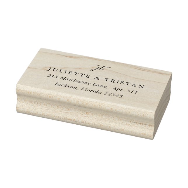 Classic Monogram Elegant Wedding Return Address Rubber Stamp (Stamp)