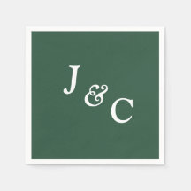 Classic Monogram Emerald Green Wedding Napkin