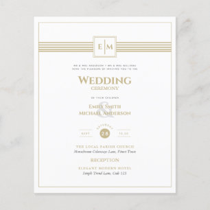 Classic Monogram Formal Wedding White All in 1 Inv Flyer