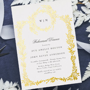 Classic Monogram Gold Crest Rehearsal Dinner