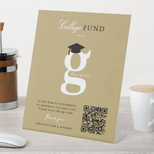 Classic Monogram Gold 'G' Graduation College Fund Pedestal Sign