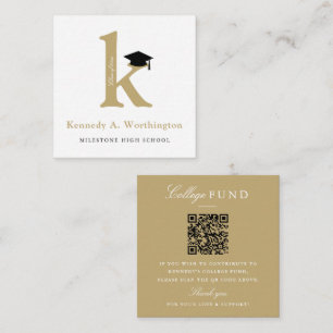 Classic Monogram Gold 'K' Graduation College Fund Enclosure Card