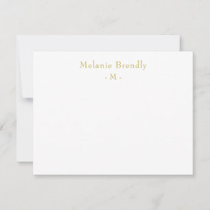 Classic Monogram Gold White Note Card