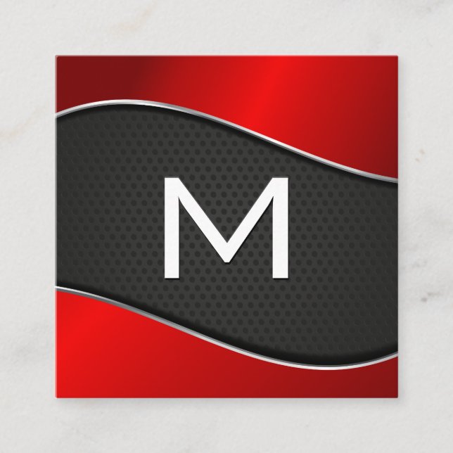 Classic Monogram | Gradient Red Background Mesh Square Business Card (Front)