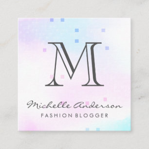 Classic Monogram Holographic Mosaic Geometric Square Business Card