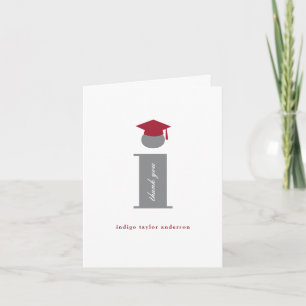 Classic Monogram I Graduation Cap Photo Modern Thank You Card