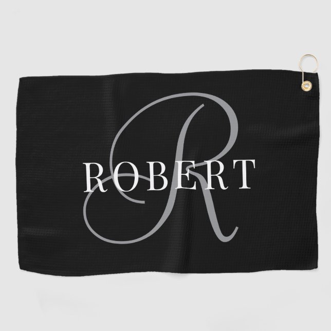 Classic Monogram Initial Name Golf Towel (Horizontal)