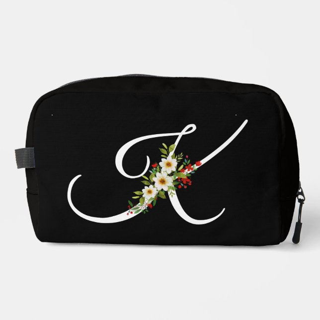 Classic monogram  initial red flower mother gift dopp kit (Front)