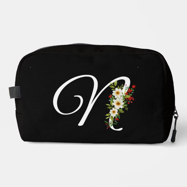 Classic monogram  initial red flower mother gift dopp kit (Front)