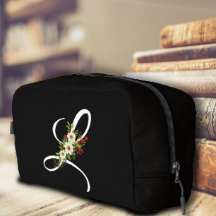 Classic monogram initial red flower mother gift dopp kit