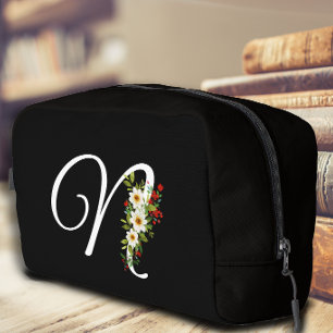 Classic monogram initial red flower mother gift dopp kit