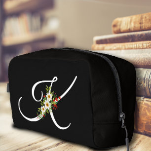 Classic monogram initial red flower mother gift dopp kit