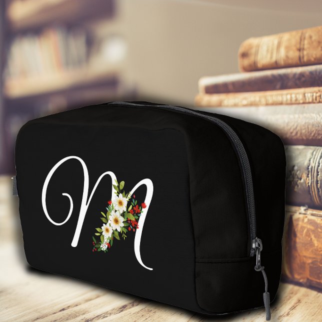 Classic monogram  initial red flower mother gift dopp kit (Creator Uploaded)