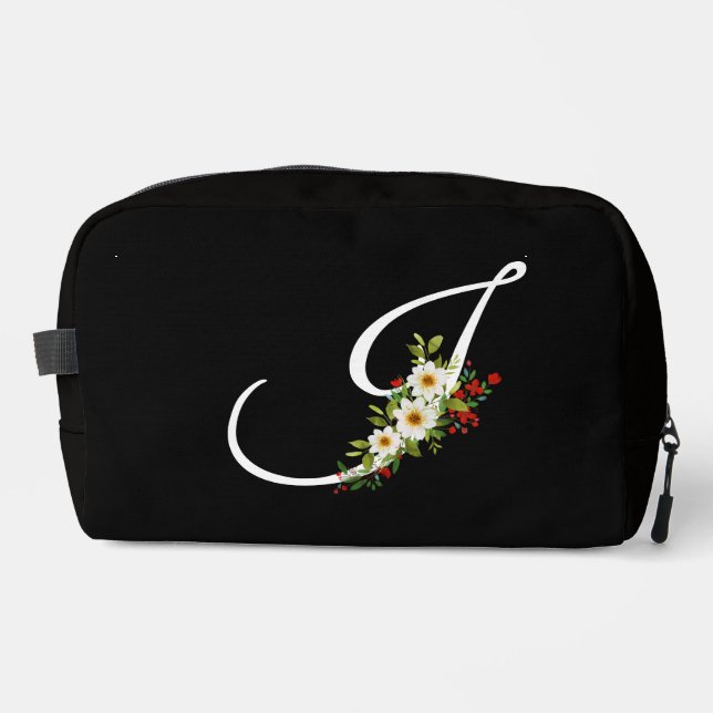Classic monogram  initial red flower mother gift dopp kit (Front)