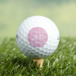 Classic Monogram Initial Sports Golfer Pink Cute Golf Balls