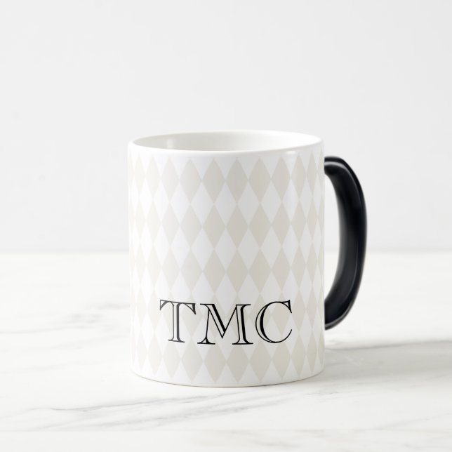 Classic Monogram Initials Harlequin Diamonds Chic Magic Mug (Front Right)