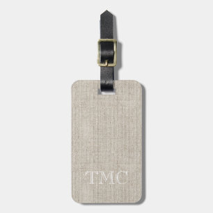 Classic Monogram INITIALS Linen Fabric Travel Luggage Tag