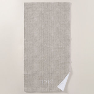Classic Monogram Initials Luxury Linen Fabric Home Beach Towel