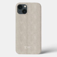 Classic Monogram Initials Luxury Linen Fabric Tech