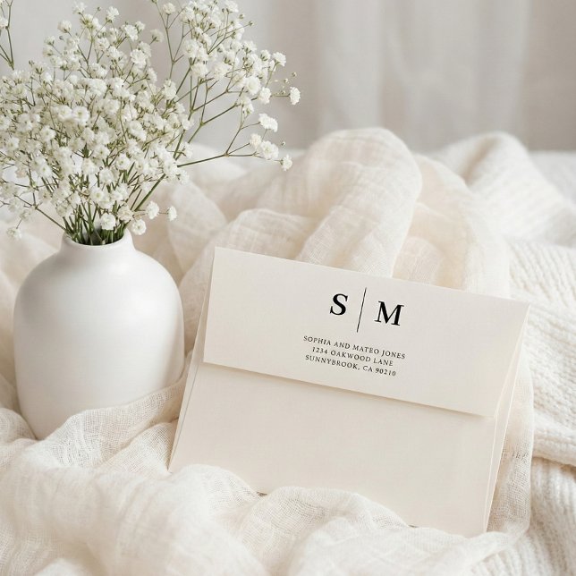 Classic Monogram Ivory Wedding Envelope (Creator Uploaded)