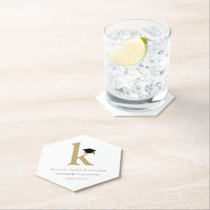 Classic Monogram K And Graduation Cap Grad Party Paper Coaster
