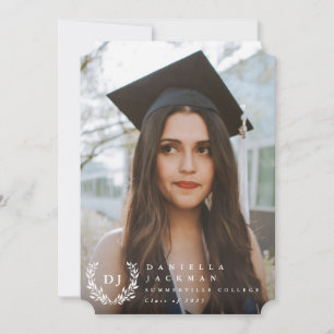 Classic Monogram/Laurel Wreath 2 Photo Graduation Announcement