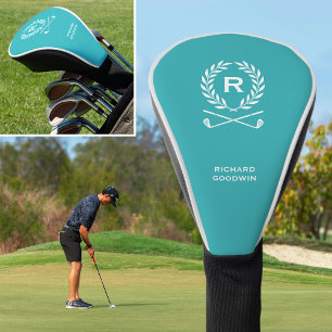 Classic Monogram Laurel Wreath Turquoise Golf Head Cover