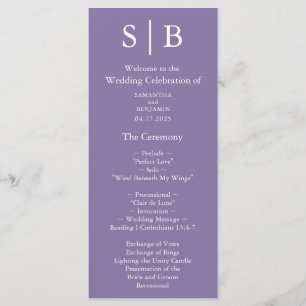 Classic Monogram Lavender Wedding Program