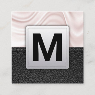 Classic Monogram Leather Background Square Busin Square Business Card