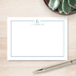 Classic Monogram Light Blue Border Stationery Note Card<br><div class="desc">This design features a thin double border with space a monogram and name/text at the top. Click the customize button if you would like to adjust the design elements and/or further modify the text! Variations of this design, additional colours, as well as coordinating products are available in our shop, zazzle.com/store/doodlelulu....</div>